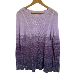 St Johns Bay Ombre Cable Knit Sweater Fairycore Coquette‎ Cozy Cottagecore Large